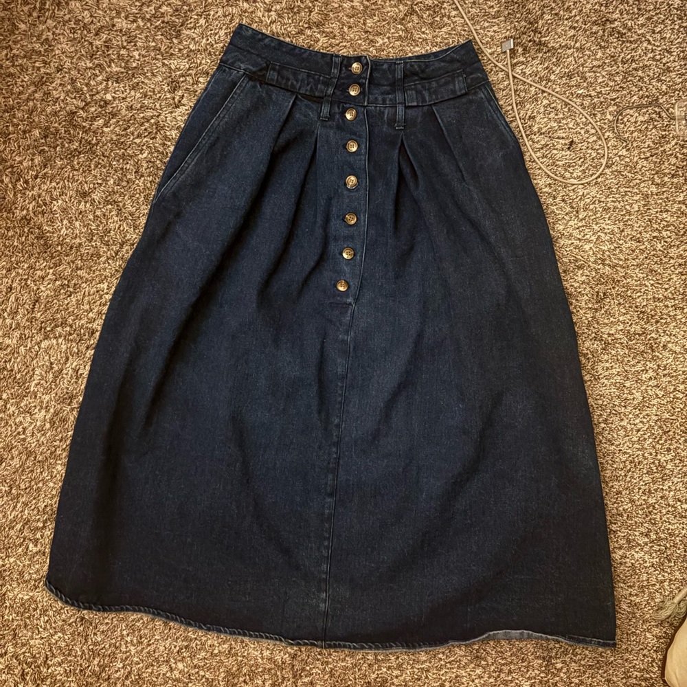 90s Grunge Denim Button-Front Skirt